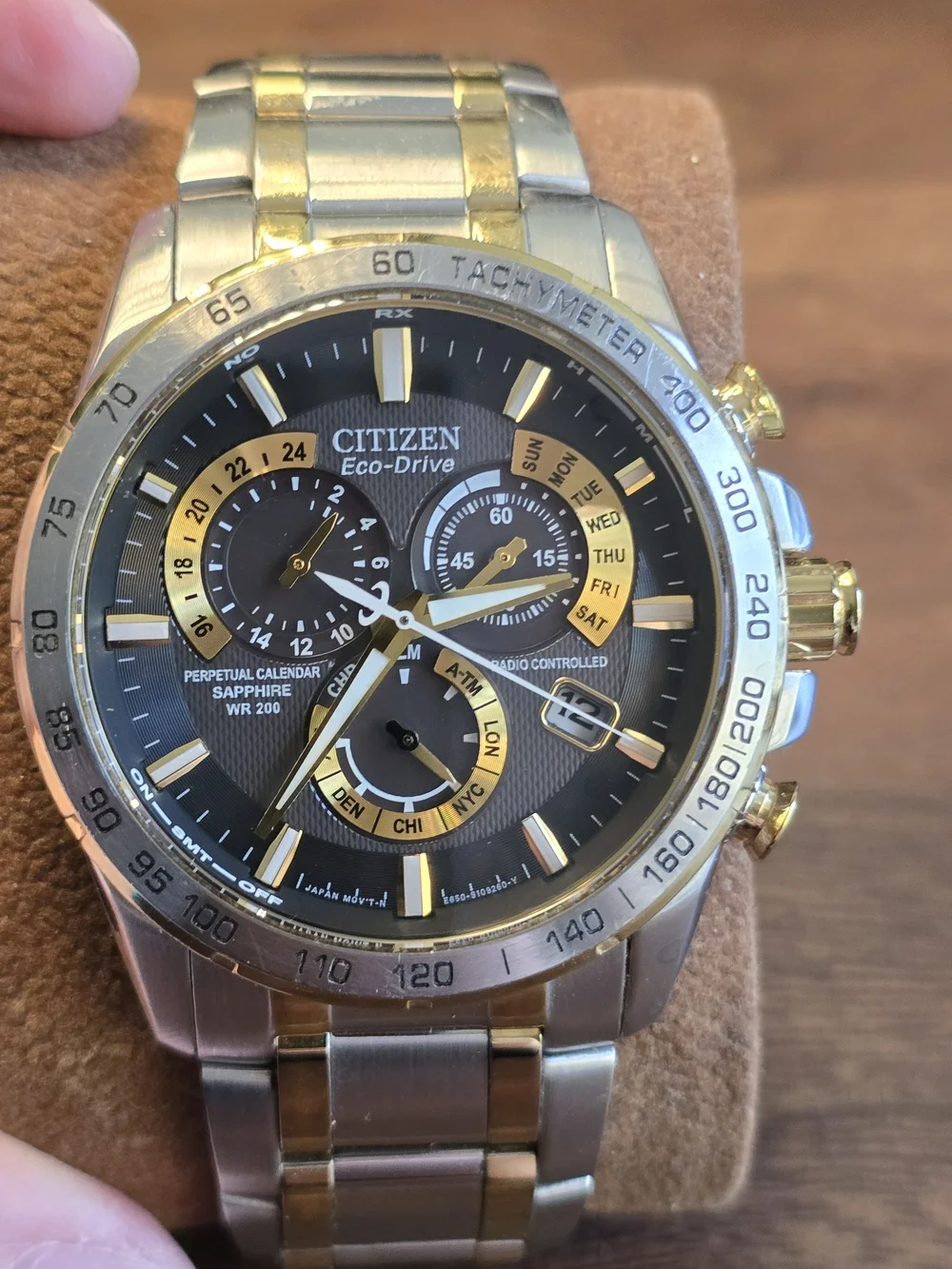 Citizen Eco-Drive Men's Chronograph Watch-Perpetual Calendar Radio Controlled